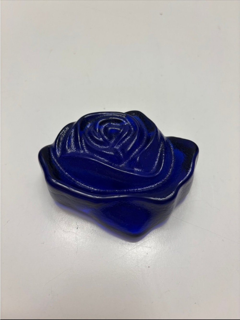 Royal Blue Glass Rose Shaped paperweight